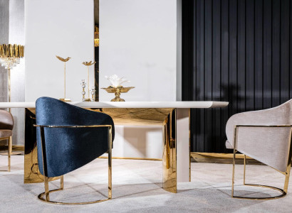 Esszimmer Stuhl Luxus stuhl Metall mit Textil Neu Stühle Stil Modern